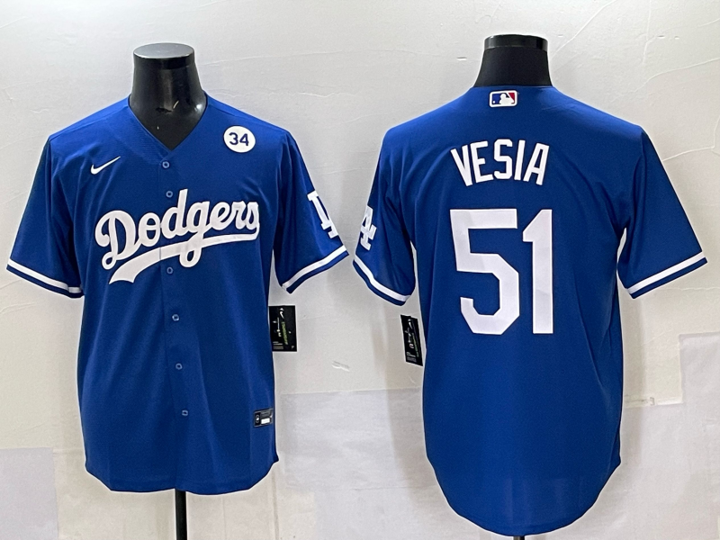 Men Los Angeles Dodgers #51 Vesia Blue Nike MLB 2025 Jersey style 03